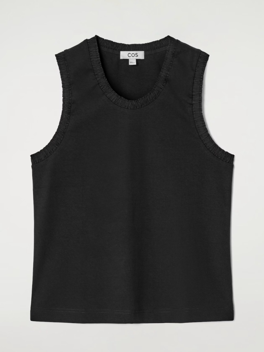COS Gathered Cotton Tank Top Black Size M | Minimalist Sleeveless Stretch Top